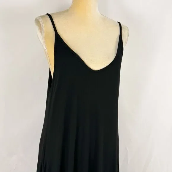 Womens Size L Black Sleeveless Tank Dress w Pockets - Picture 5 of 15
